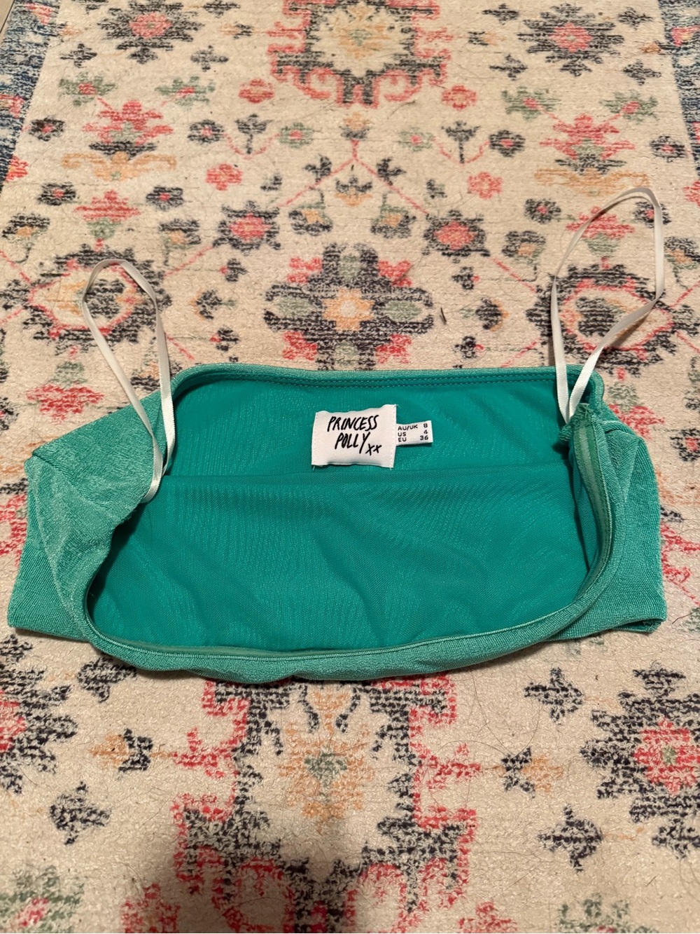 Princess Polly Teal Green Mesh Crop Top